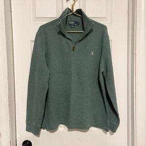 Polo Ralph Lauren cotton quarter zip shirt green with tan horse size large